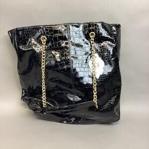 Vintage Yoki Faux Alligator Skin Black Bag Purse - New With Tags